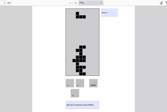 Игру Тетрис упаковали в 60-килобайтный PDF-файл для запуска в любом браузере